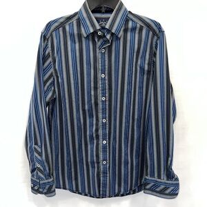 Indigo Palms Denim Co By Tommy Bahama Vibrant Blue Stripe Button Down Shirt L
